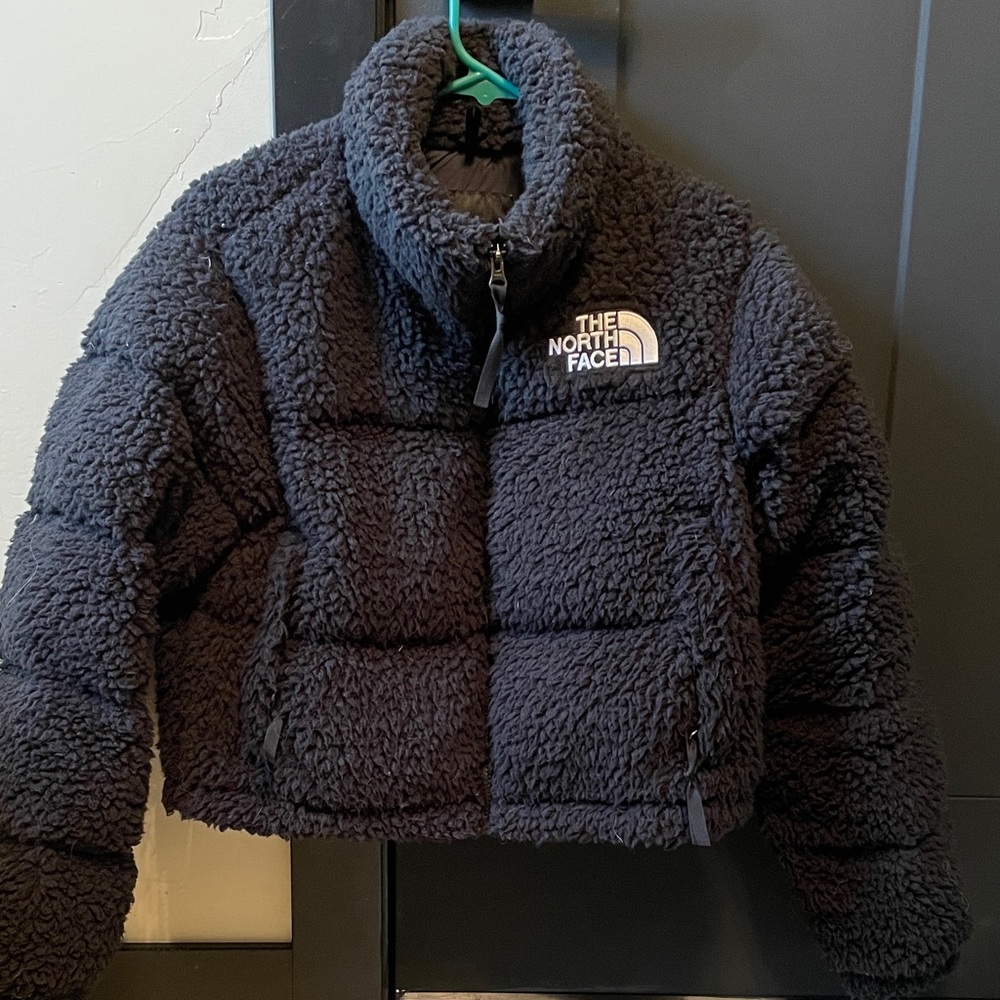 The north face fleece pile down cropped jacket